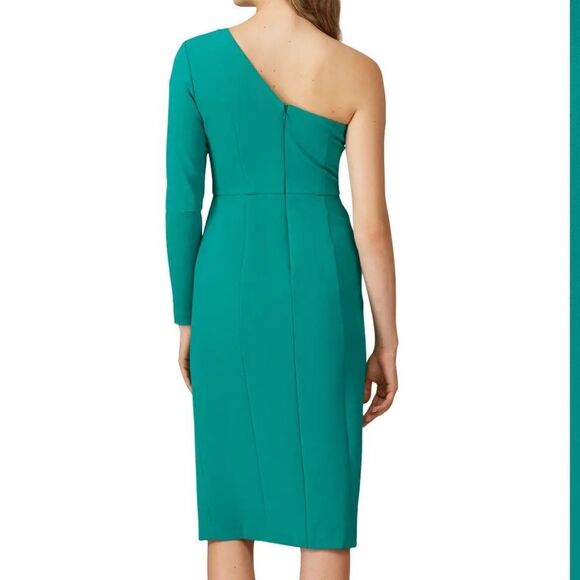 Donna Morgan Elegant Green One-Shoulder Sheath Dress Size 6 - Picture 4 of 6
